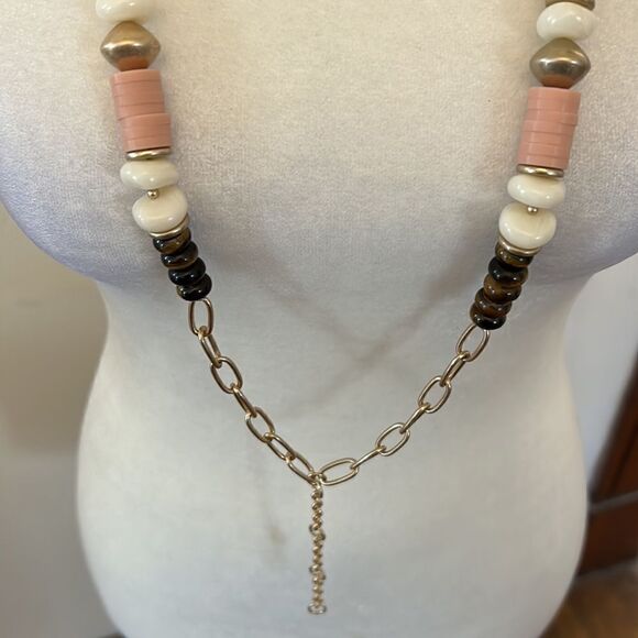 Banana Republic gold, cream brown and tan beaded necklace New - Picture 6 of 7